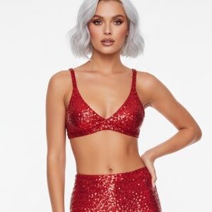 NWT ONLY HEARTS Red Sequins Shine On Bralette Top SIZE XS